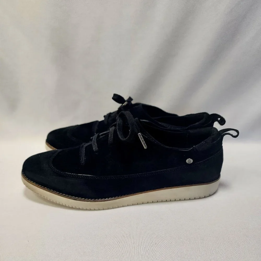 Women's Hush Puppies Wing Toe Black Suede Loafers - Picture 4 of 12